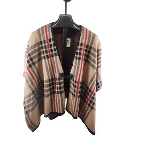 NWT Anne Klein Tan, Black and Red Poncho